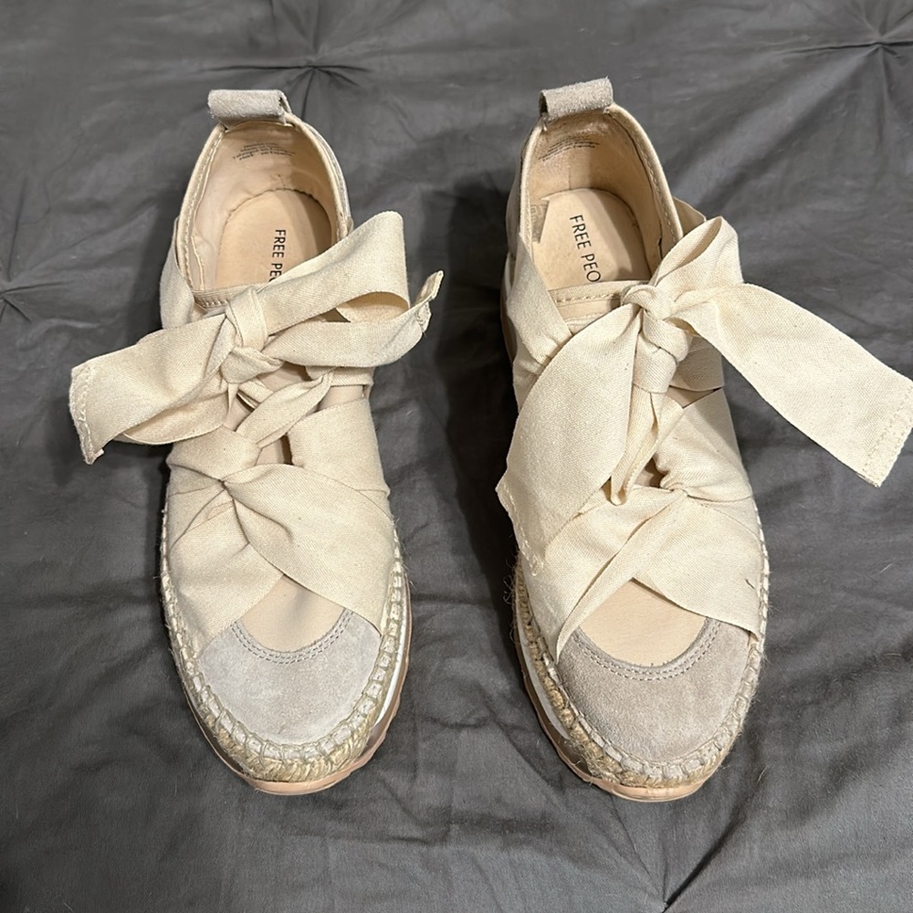 Free People Cream and Tan Espadrille Platform Sneaker - Picture 3 of 12